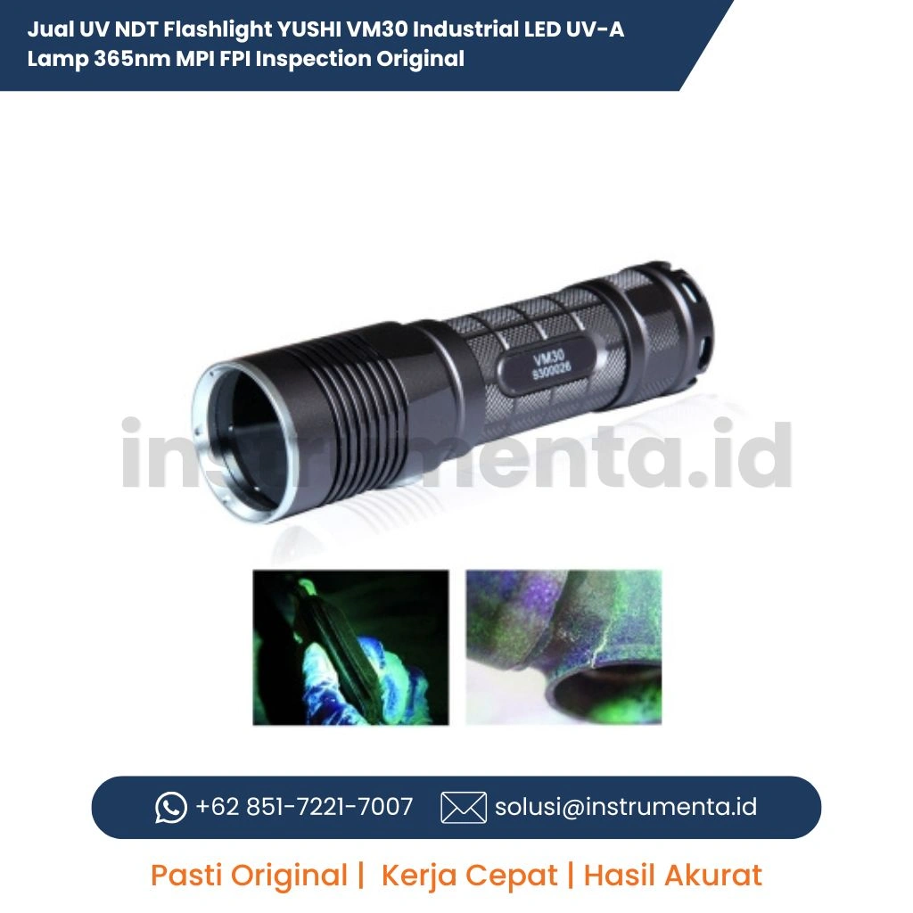 Jual UV NDT Flashlight YUSHI VM30 Industrial LED UV-A Lamp 365nm MPI FPI Inspection Original